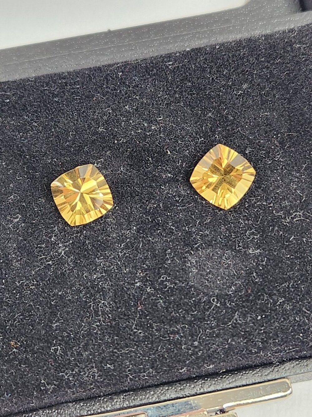VTG Matched Pair Natural Citrine 5.60 CTW Golden Cushion Cut Loose Gemstones 9mm - Picture 7 of 16